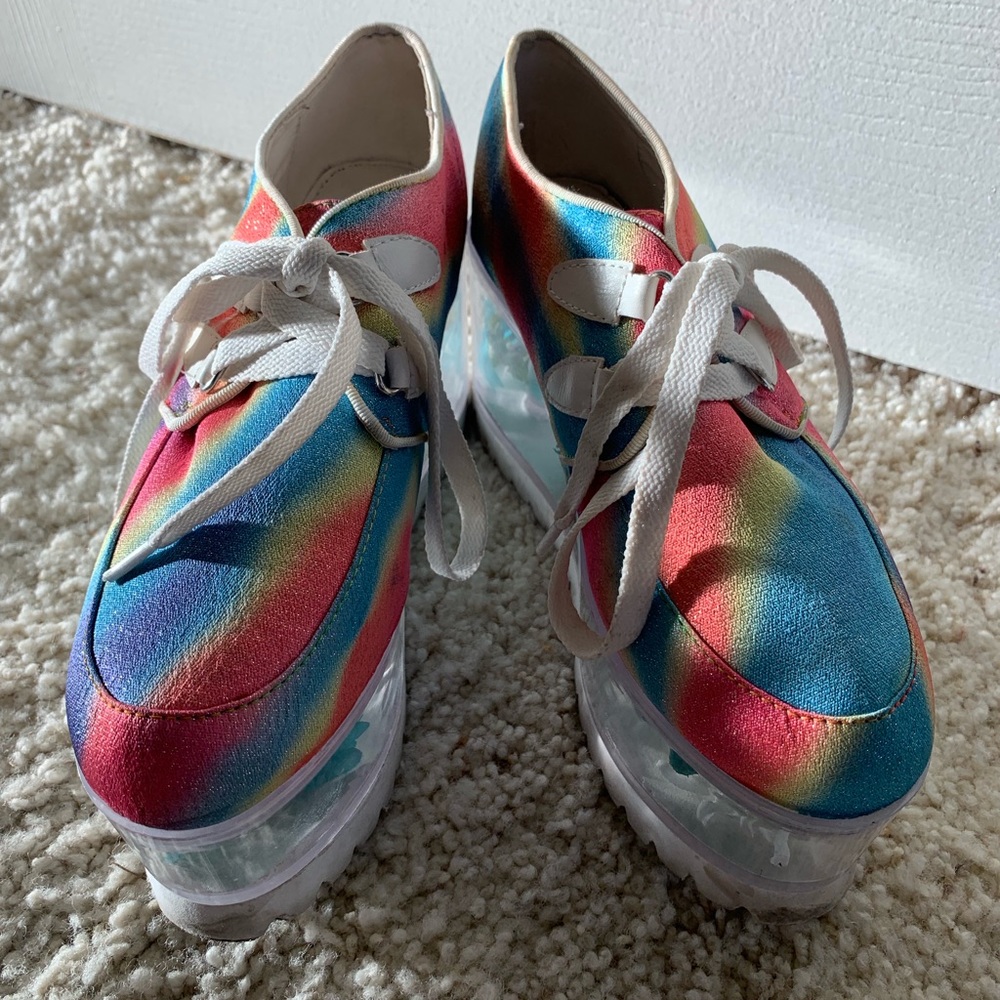 Platform rave or festival rainbow shoes